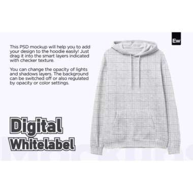 Heather Hoodie Front View Psd Mockup - Digital Whitelabel