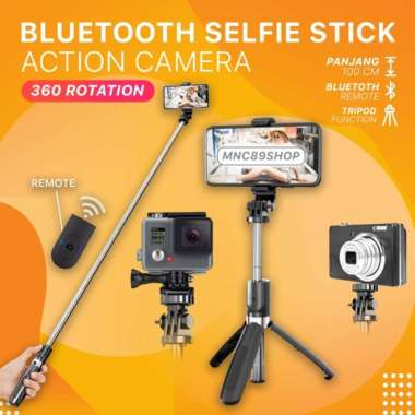 Tongsis Bluetooth Tripod Multifungsi 4 in 1 Remote Bluetooth Expandble Multicolor