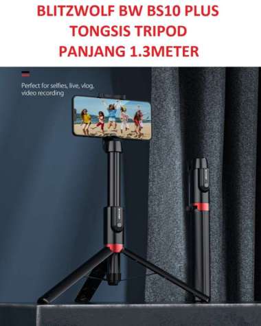 BlitzWolf BW BS10 Plus Tongsis Selfie Stick Tripod Remote Bluetooth Multicolor