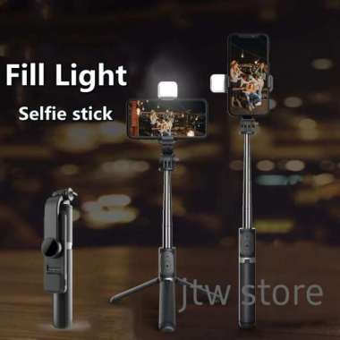 Tongsis Tripod Bluetooth LED Flash Lampu Phone Holder With Remote Multicolor
