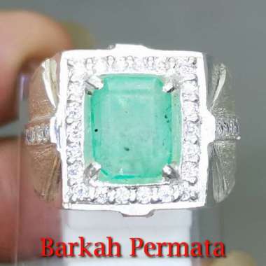 Cincin Batu Permata Hijau Zamrud Kolombia Bermemo asli n 2158 Hijau