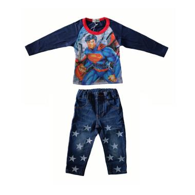 Lil Kids Superman Baju Setelan Anak -Navy