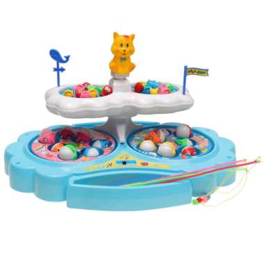 Wooden 15pcs Magnetic Fishing Game Fishing Rod Set Kids Toy Play Fun 