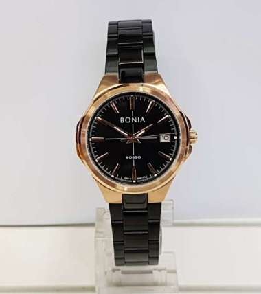 Bonia Rosso BNR183-2 Jam Tangan Wanita Stainless Steel Black Rosegold