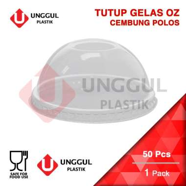 TUTUP GELAS OZ PLASTIK CEMBUNG POLOS TRANSPARAN / DUS