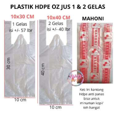 MAHONI Kantong Plastik HD 2 Gelas / Plastik Tenteng Gelas 2 Cup [ 10X40 / BENING ] Putih