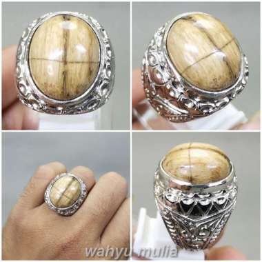 Batu Cincin Tapak Jalak Original Fosil Kayu Kode 2305 Coklat