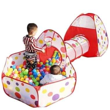 ONE - M6 Mainan Tenda Anak Terowongan 4 in 1 + Kolam + Ring Basket Mainan Keranjang Mandi Bola Anak