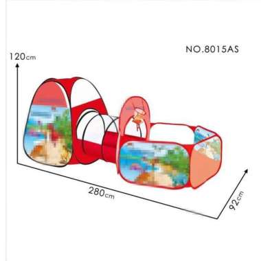 ONE - M6 Mainan Tenda Anak Terowongan 4 in 1 + Kolam + Ring Basket Mainan Keranjang Mandi Bola Anak