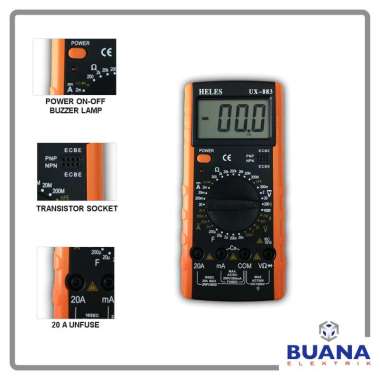 Heles Multi Tester Digital- Digital Multimeter - Alat Merger - UX 883