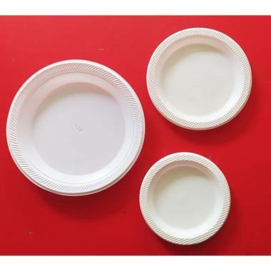 Piring SEDANG Plastik Putih Sekali Pakai Piring Pesta ( 50pcs )