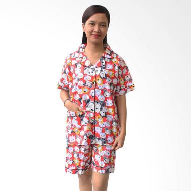Aily SL016 Setelan Baju Tidur Piyama Wanita - Merah