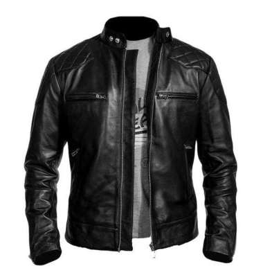 Jaket Semi Kulit Pria David Beckham - Jaket Motor Asli Garut Jk-48 XL Black