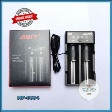CAS CHARGER BATERAI BATTERY 18650 VAPE DAN SENTER SWAT POLICE ISI 2 AUTHENTIC AWT FAST CHARGING