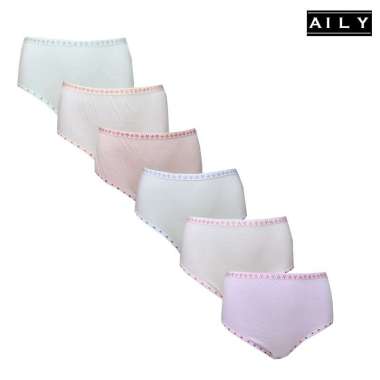 Aily 7050 Celana Dalam Wanita Katun Lis Love set 6 pcs L
