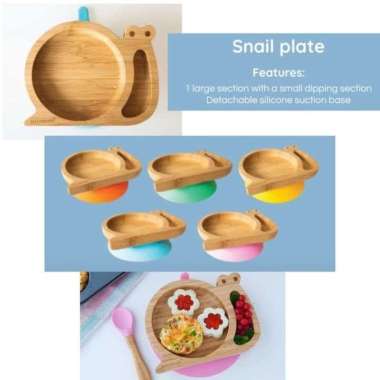 Eco rascals Bamboo Suction Snail Plate Pink