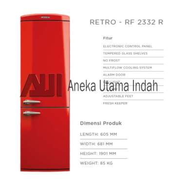 RF 2332 R MODENA REFRIGERATOR - KULKAS RUMAH TANGGA 2 PINTU MODENA