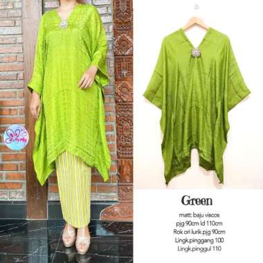 Long Kaftan Bahan VISCOSE Premium Warna Green Hijau Fashion Muslim Solo Pakaian Wanita Muslim Fashio