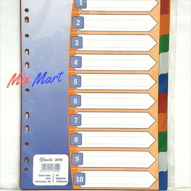 Divider Bambi 2610 Plastik A4 10 tabs Multicolour / Pembatas Binder