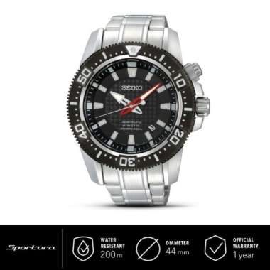 Jam Tangan Pria Seiko Sportura Kinetic Diver Stainless Steel SKA511P1 Original Silver