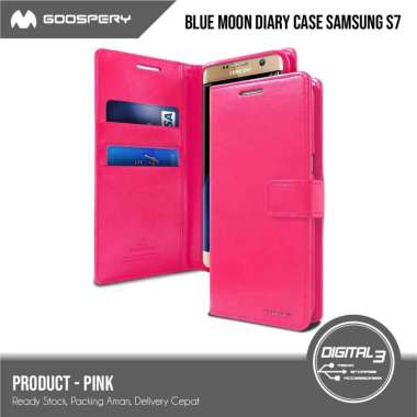 Mercury Goospery Blue Moon Diary Samsung S7 Case Dompet Flip Cover Merah Muda