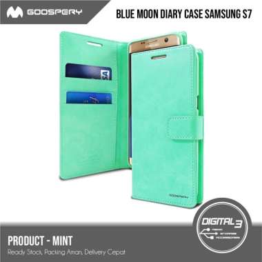 Mercury Goospery Blue Moon Diary Samsung S7 Case Dompet Flip Cover Hijau