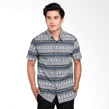 Batik Waskito Short Sleeve Shirt Kemeja Batik Pria - Blue HB 10655