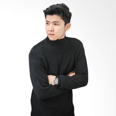 Gomuda Cord Turtleneck Sweater Rajut Pria - Hitam