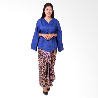 Batik Distro BA8771 Kaftan Setelan Blouse Rok Wanita - Biru
