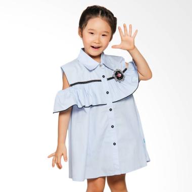 Versail Juenes Rumbai Aplikasi Bunga Kids Kemeja Tunic - Blue