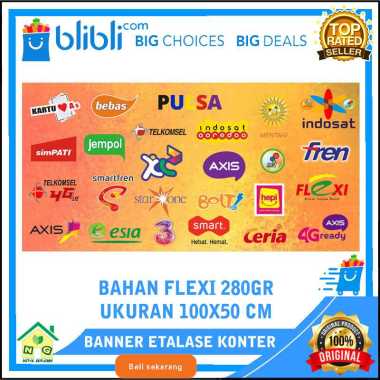 Banner Poster Etalase Konter Logo Pulsa All Operator Poster Konter Pulsa KUNING