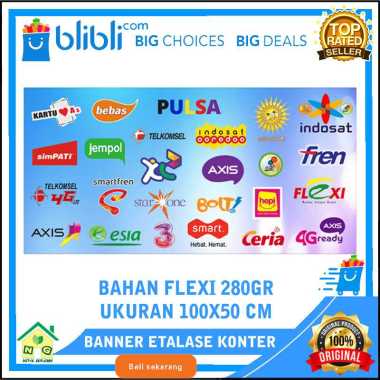 Banner Poster Etalase Konter Logo Pulsa All Operator Poster Konter Pulsa BIRU