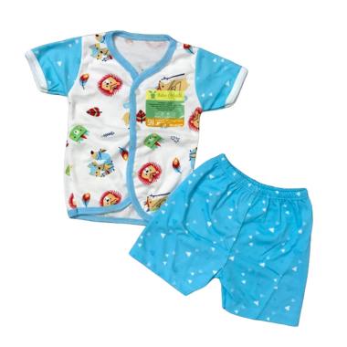 Aruchi Motif Tribal Kancing Depan T ... an Baju Tidur Bayi - Biru