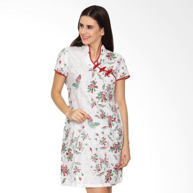 FBW Shanghai Cheongsam Batik Bunga Dress - Putih Merah Hijau
