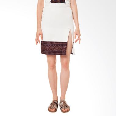 STEPH Batik Skirt with Self Tied Ribbon - Beige