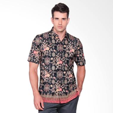 Batik Heritage Royal Peach Tenun Sa ... Kemeja Batik Pria - Hitam