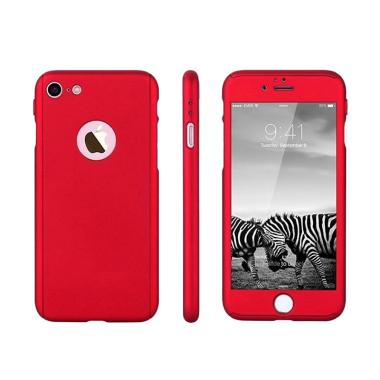 OEM 360 Hardcase Casing for iPhone 7 - Merah + Free Tempered Glass [Full Body