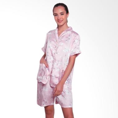 Just Fashion Satin Piyama Setelan Baju Tidur Wanita - Baby Pink