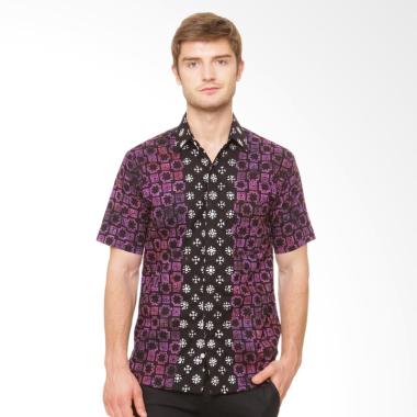 Batik Agrapana Cap Smoke Kemeja Batik Pria - Hitam Ungu