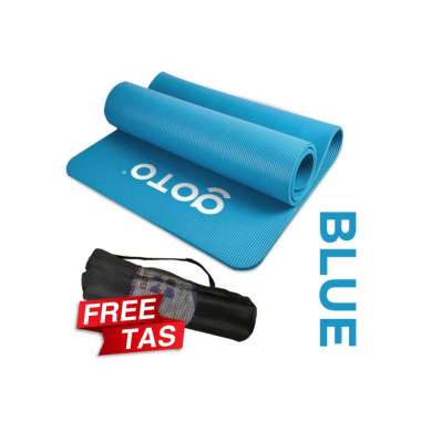 Matras Alas Yoga Nbr Senam Mat 10 mm Anti Slip Free Bag Tebal BIRU