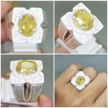 Batu Cincin Yakut Yellow Safir Natural Ring Perak Kode 2354