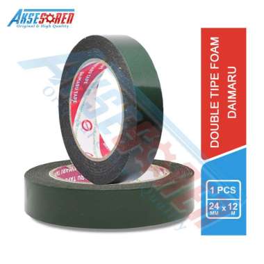 Double Tape Foam Daimaru [24 mm/1 pcs] / Lakban Isolasi Selotip Dobel Tip Hitam Hitam Hijau
