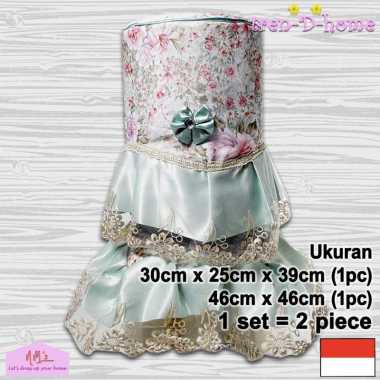 Tren-D-home - Sarung cover galon air minum mineral tutup dispenser jacquard motif bunga shabbychic b