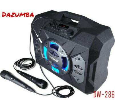 SPEAKER KAROKE PORTABLE COLOKAN 2 MIC EKSTRA BASS DAZUMBA DW 286