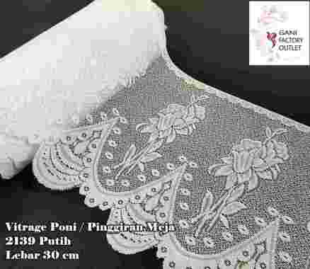 Vitrage Poni Renda Meteran Ukuran 30 cm Kode 2139 Putih