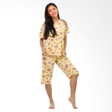 GRAZIEE BJ005 Flower Motif Celana 3/4 Baju Tidur Wanita