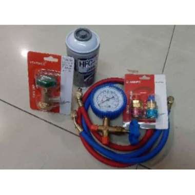 Paket Isi Freon AC Mobil Kulkas Manifold Selang Adaptor Selang Kran