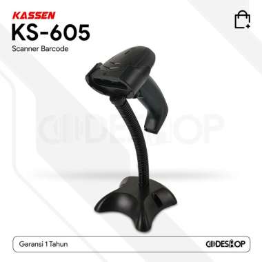 Scanner Barcode KASSEN KS-605 | KS605 1D & 2D Stand + USB Autoscan HITAM