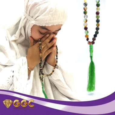 TASBIH BATU AKIK PANCAWARNA 99 BUTIR 8MM ORIGINAL STONE