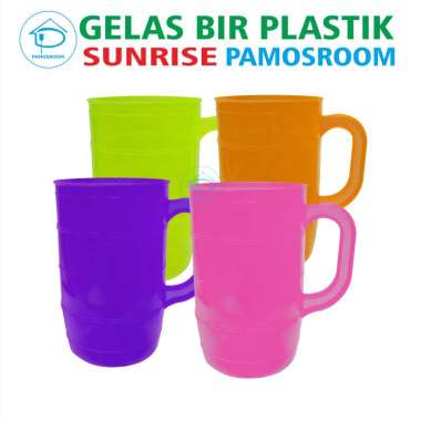 Pamosroom Gelas Plastik Murah Tempat Air Minum Anak Cangkir Kopi Teh Gelas Bir Plastik Warna 400ml